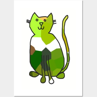 Green Crystal Cat Posters and Art